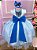 Vestido Infantil Daminha Midi Flores Azul Bebe - Imagem 3
