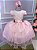 Vestido Infantil Daminha Midi Flores Rosa Bebe - Imagem 1