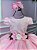 Vestido Infantil Daminha Midi Flores Rosa Bebe - Imagem 2