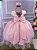 Vestido Infantil Daminha Midi Flores Rosa Bebe - Imagem 3