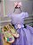 Vestido Infantil Daminha Midi Flores Lilas - Imagem 4