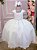 Vestido Infantil Branco Cinto Perolas Longo Tule - Imagem 1