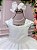 Vestido Infantil Branco Cinto Perolas Longo Tule - Imagem 4