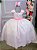 Vestido Infantil Rosa Bebe Cinto Perolas Longo Tule - Imagem 1