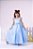 Vestido Infantil Azul Bebe Cinto Perolas Longo Tule - Imagem 1