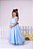Vestido Infantil Azul Bebe Cinto Perolas Longo Tule - Imagem 5