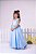 Vestido Infantil Azul Bebe Cinto Perolas Longo Tule - Imagem 5