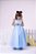 Vestido Infantil Azul Bebe Cinto Perolas Longo Tule - Imagem 6