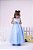 Vestido Infantil Azul Bebe Cinto Perolas Longo Tule - Imagem 6