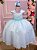 Vestido Infantil Azul Bebe Cinto Perolas Longo Tule - Imagem 2