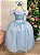 Vestido Azul Bebe Formatura Dama Manga Princesa Tule Glitter - Imagem 1