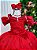 Vestido Vermelho Formatura Dama Manga Princesa Tule Glitter - Imagem 2
