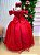 Vestido Vermelho Formatura Dama Manga Princesa Tule Glitter - Imagem 3