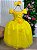 Vestido Amarelo Formatura Dama Manga Princesa Tule Glitter - Imagem 1