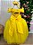 Vestido Amarelo Formatura Dama Manga Princesa Tule Glitter - Imagem 3