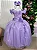 Vestido Lilas Formatura Dama Manga Princesa Tule Glitter - Imagem 1