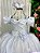 Vestido Branco Formatura Dama Manga Princesa Tule Glitter - Imagem 2