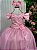 Vestido Rosa Claro Formatura Dama Manga Princesa Tule Glitter - Imagem 2