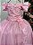 Vestido Rosa Claro Formatura Dama Manga Princesa Tule Glitter - Imagem 6