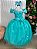 Vestido Verde Formatura Dama Manga Princesa Tule Glitter - Imagem 1