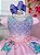 Vestido Infantil Sereia Escamas Rosa e Lilás Cinto Pérolas - Imagem 2