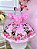 Vestido Minnie Florido de Rosas Pérolas Festas - Imagem 1