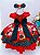 Vestido Infantil Minnie Vermelha Cinto Preto Strass Luxo - Imagem 3