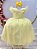 Vestido Infantil Longo Amarelo Apliques e Renda Damas - Imagem 1