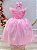 Vestido Infantil Longo Rosa Apliques e Renda Damas - Imagem 1