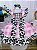 Vestido Infantil Xadrez Branco Rosa Fazendinha Vaquinha Laço - Imagem 2