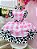 Vestido Infantil Xadrez Branco Rosa Fazendinha Vaquinha Laço - Imagem 1