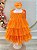 Vestido Infantil Laranja de Alça e Com Plumas Luxo - Imagem 6
