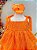 Vestido Infantil Laranja de Alça e Com Plumas Luxo - Imagem 3