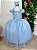 Vestido Jardim Encantado Longo Borboletas Azul Bebe - Imagem 1