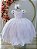 Vestido Infantil Branco Busto Nervura Cinto Pérolas Damas - Imagem 6