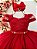 Vestido Infantil Vermelho Busto Nervura Pérolas Damas - Imagem 3