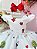 Vestido Infantil Branco Aquarela Com Cinto de Pérolas Luxo - Imagem 4