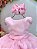Vestido Infantil Longo Rosa Daminhas Festas Luxo - Imagem 3