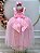 Vestido Infantil Longo Rosa Daminhas Festas Luxo - Imagem 2