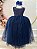 Vestido Infantil Longo Azul Marinho Daminhas Festas Luxo - Imagem 1