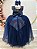 Vestido Infantil Longo Azul Marinho Daminhas Festas Luxo - Imagem 2