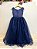 Vestido Infantil Longo Azul Marinho Daminhas Festas Luxo - Imagem 4