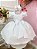 Vestido Infantil Branco Liso Aplique Laço Damas Formaturas - Imagem 1