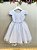Vestido Infantil Branco Busto Bordado Flores e Pérolas Daminha - Imagem 5