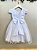 Vestido Infantil Branco Busto Bordado Flores e Pérolas Daminha - Imagem 4