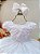 Vestido Infantil Branco Busto Bordado Flores Daminha Festa - Imagem 3