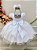Vestido Infantil Branco Busto Bordado Flores Daminha Festa - Imagem 2