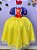 Vestido Infantil Princesa Branca de Neve Longo Com Capa - Imagem 5