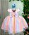 Vestido Infantil Rosa Jardim Encantado Chuva de Amor Arco Iris - Imagem 2