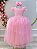 Vestido Infantil Longo Rosa Tule Renda Casamento Festas - Imagem 1